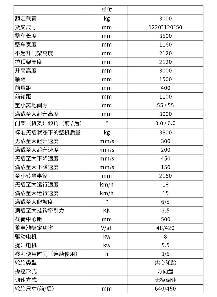 恒载3吨全电动座驾式堆高车